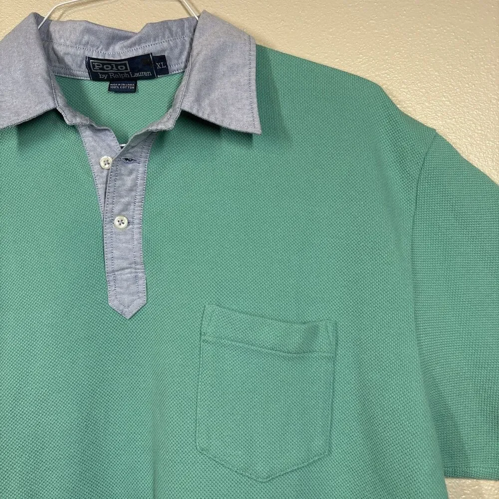 Polo Ralph Lauren Polo Short‎ Sleeve Shirt XL Teal Green Blue  Collar